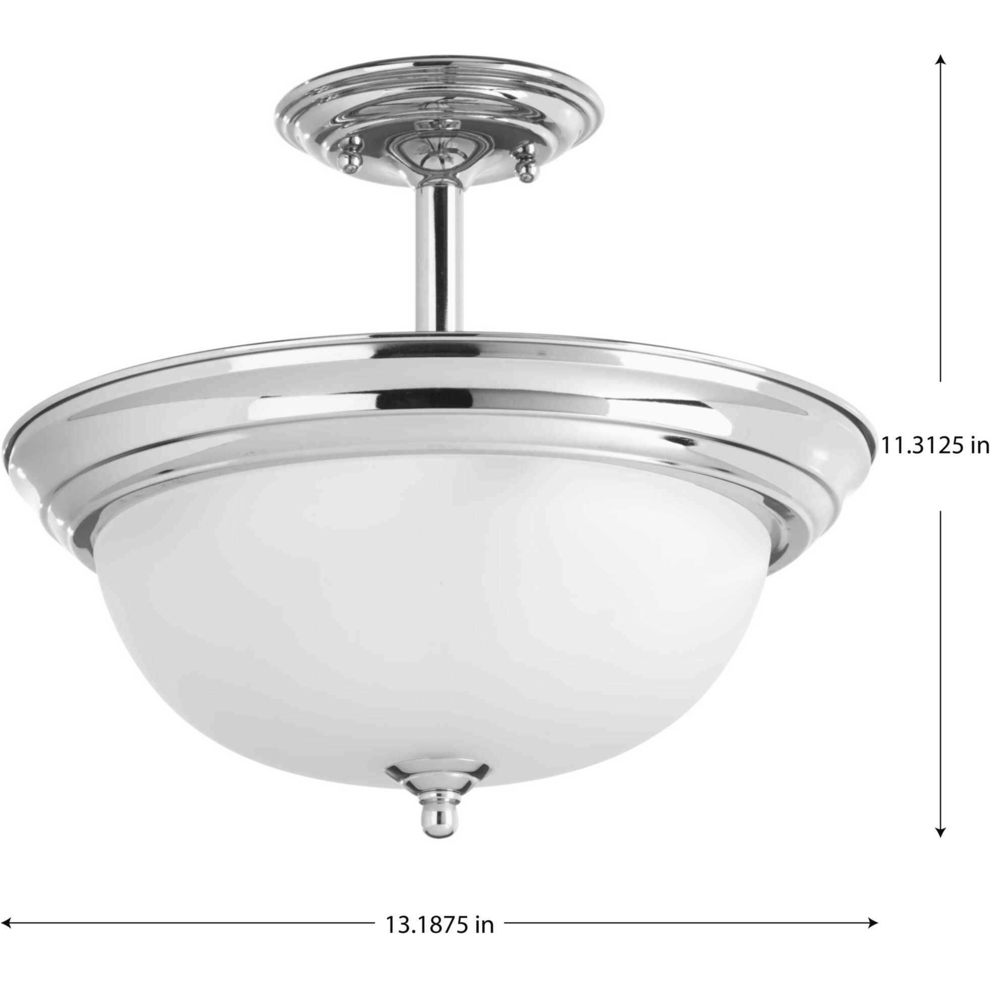 Dome Glass CTC 2 Light 13.19 inch Polished Chrome Semi-Flush Mount Convertible Ceiling Light