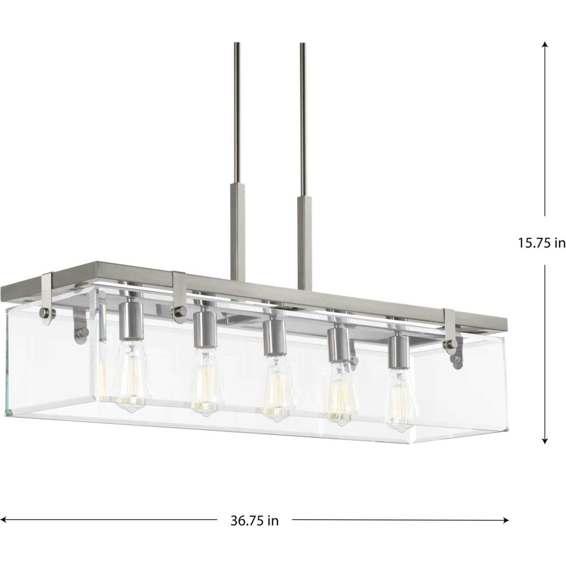 Glayse 5 Light 37 inch Brushed Nickel Linear Chandelier Ceiling Light, Design Series