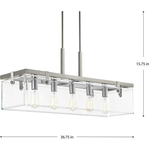 Glayse 5 Light 37 inch Brushed Nickel Linear Chandelier Ceiling Light, Design Series