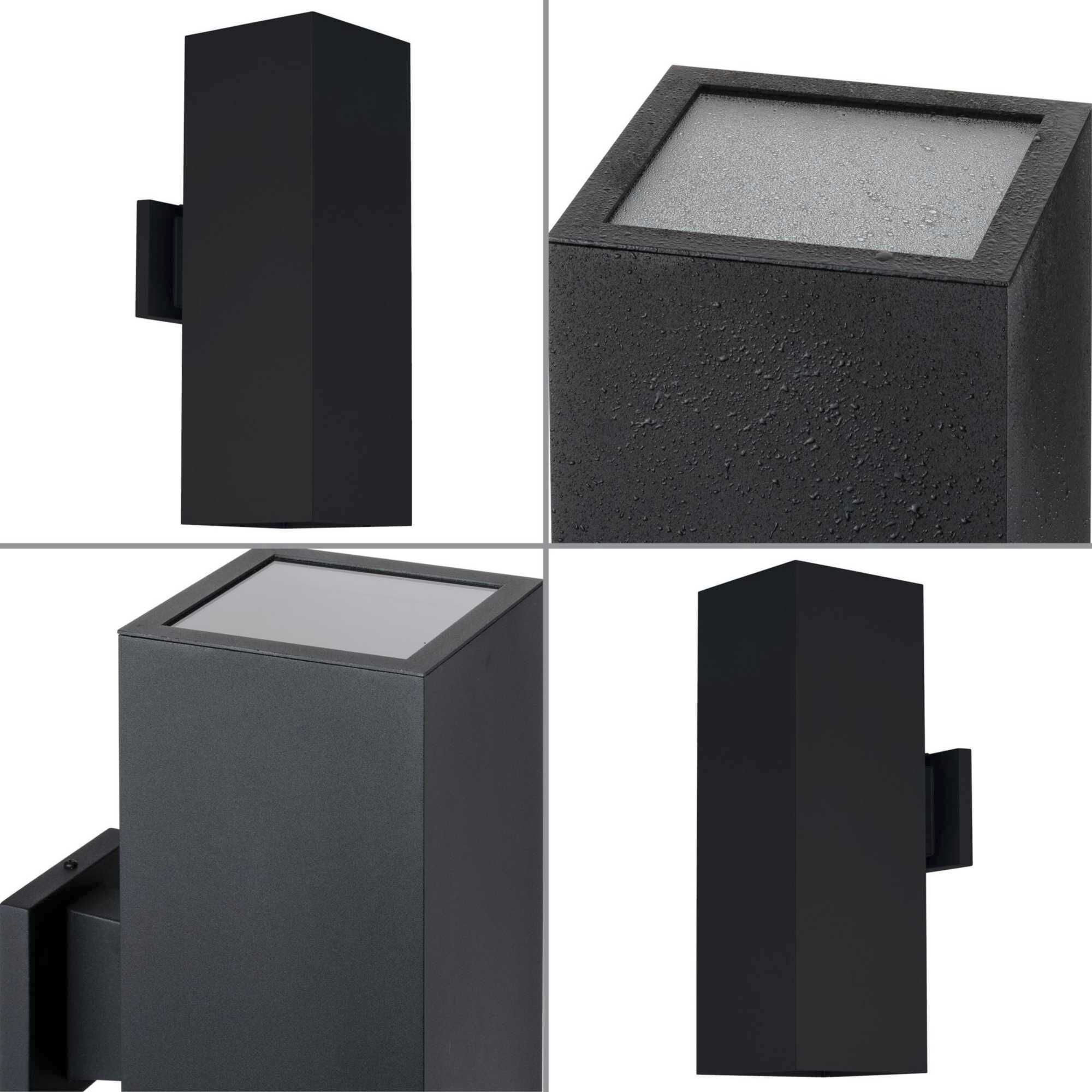 6IN CYL SQRS Up/Down Outdoor Wall Light in Black