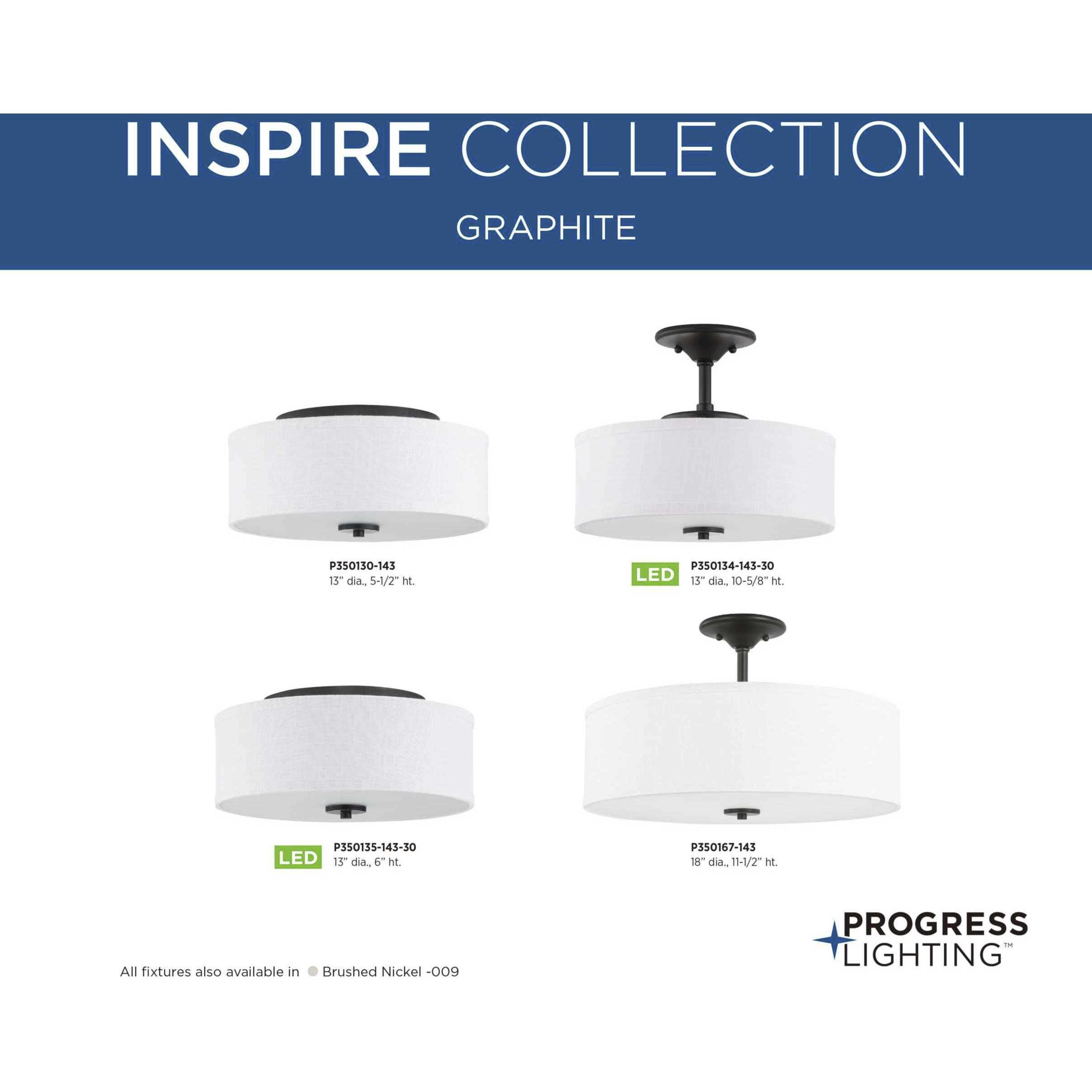 Inspire 2 Light 13 inch Graphite Flush Mount Ceiling Light