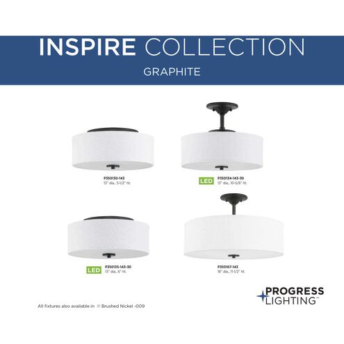 Inspire LED LED 13 inch Graphite Semi-Flush Mount Ceiling Light, Progress LED