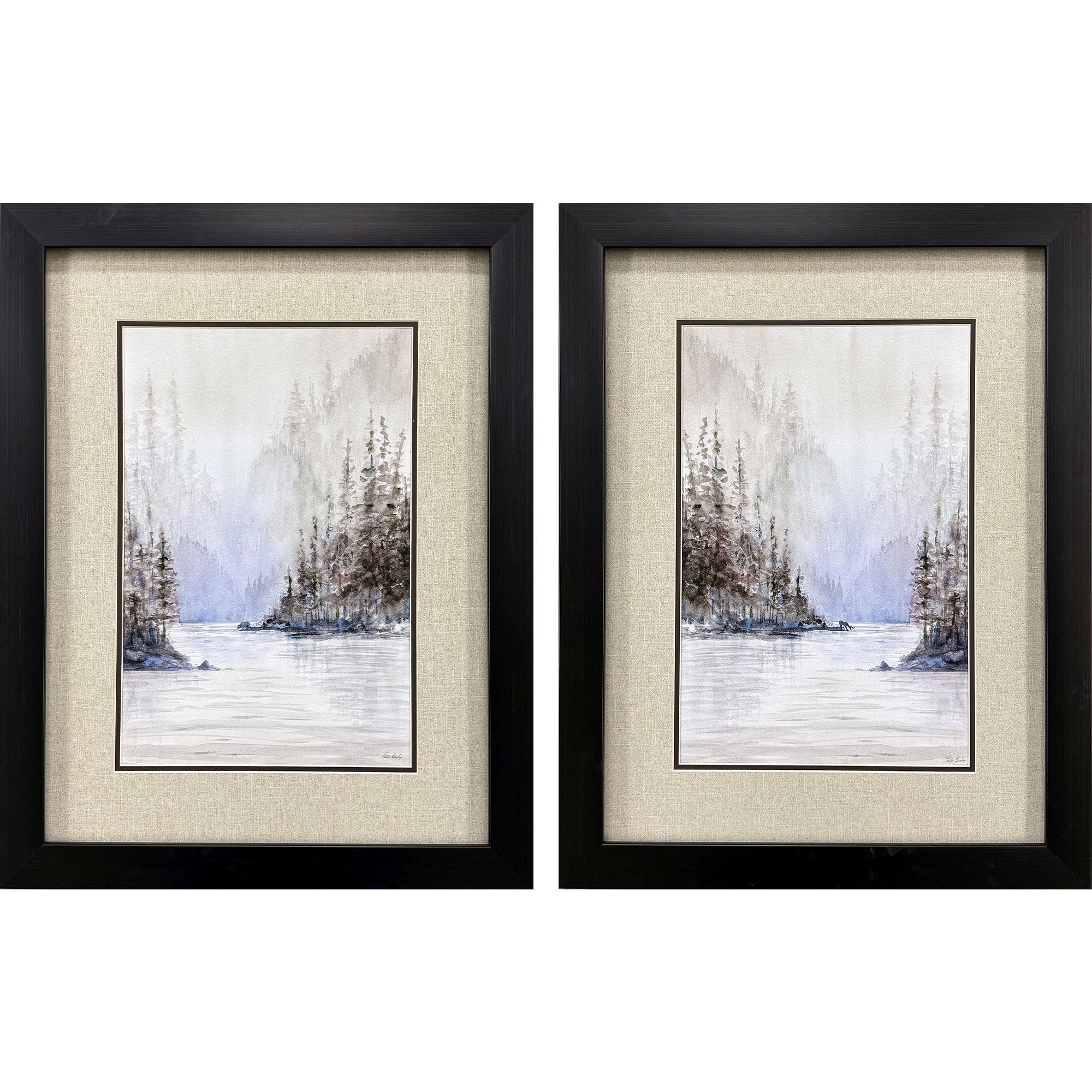 Mountain River Gray and Neutral and Blue and Brown Framed Art, Propac