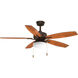 Billows 52 inch Antique Bronze with American Walnut/Cherry Blades Ceiling Fan, Progress LED