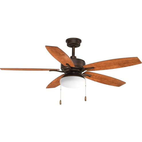 Billows 52 inch Antique Bronze with American Walnut/Cherry Blades Ceiling Fan, Progress LED