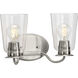 Durrell 2 Light 13.5 inch Brushed Nickel Bath Vanity Wall Light