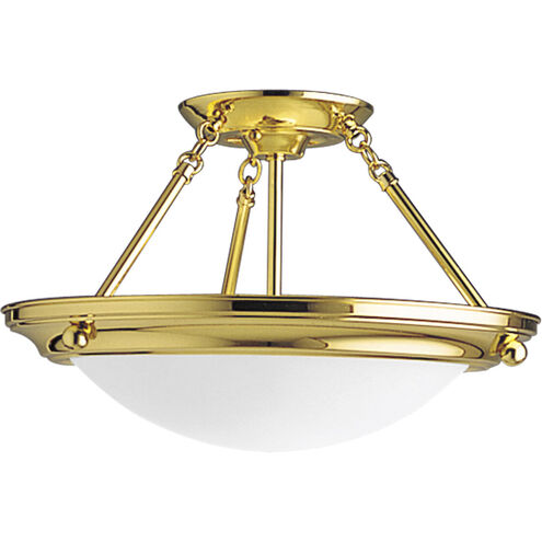 Eclipse 2 Light 15 inch Polished Brass Semi-Flush Mount Ceiling Light