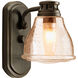 Academy 1 Light 5 inch Antique Bronze Bath Vanity Wall Light in Light Umber Seeded