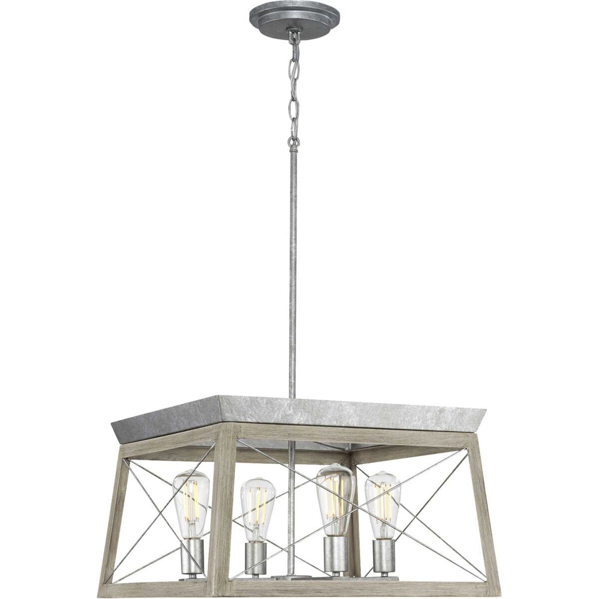 Briarwood 4 Light 20 inch Galvanized Finish Chandelier Ceiling Light