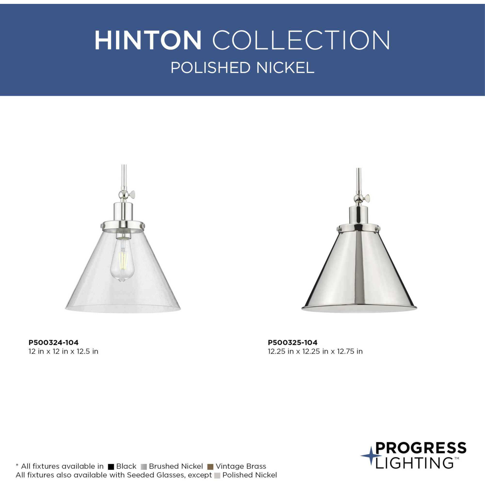 Hinton 1 Light 12 inch Polished Nickel Pendant Ceiling Light