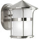 Welcome 1 Light 8 inch Stainless Steel Outdoor Wall Lantern in Etched Opal