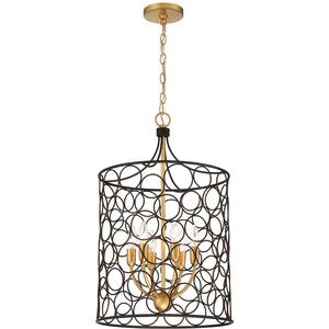 Stemmons 6 Light 16 inch Bronze and Antique Gold Mini Chandelier Ceiling Light