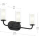 Mack 3 Light 22.25 inch Matte Black Vanity Light Wall Light