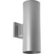 Cylinder Outdoor Wall Mount Up/Down Cylinder in Metallic Grey, LED Lamping, Progress LED