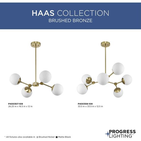Haas 6 Light 33.5 inch Brushed Bronze Chandelier Ceiling Light, Design Series