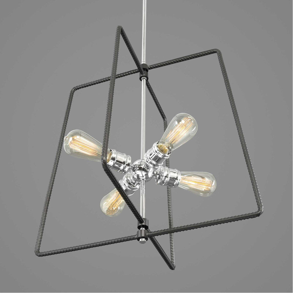 Re-Bar 4 Light 21.88 inch Polished Chrome Pendant Ceiling Light, Design Series