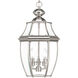 New Haven 3 Light 11 inch Brushed Nickel Outdoor Hanging Lantern