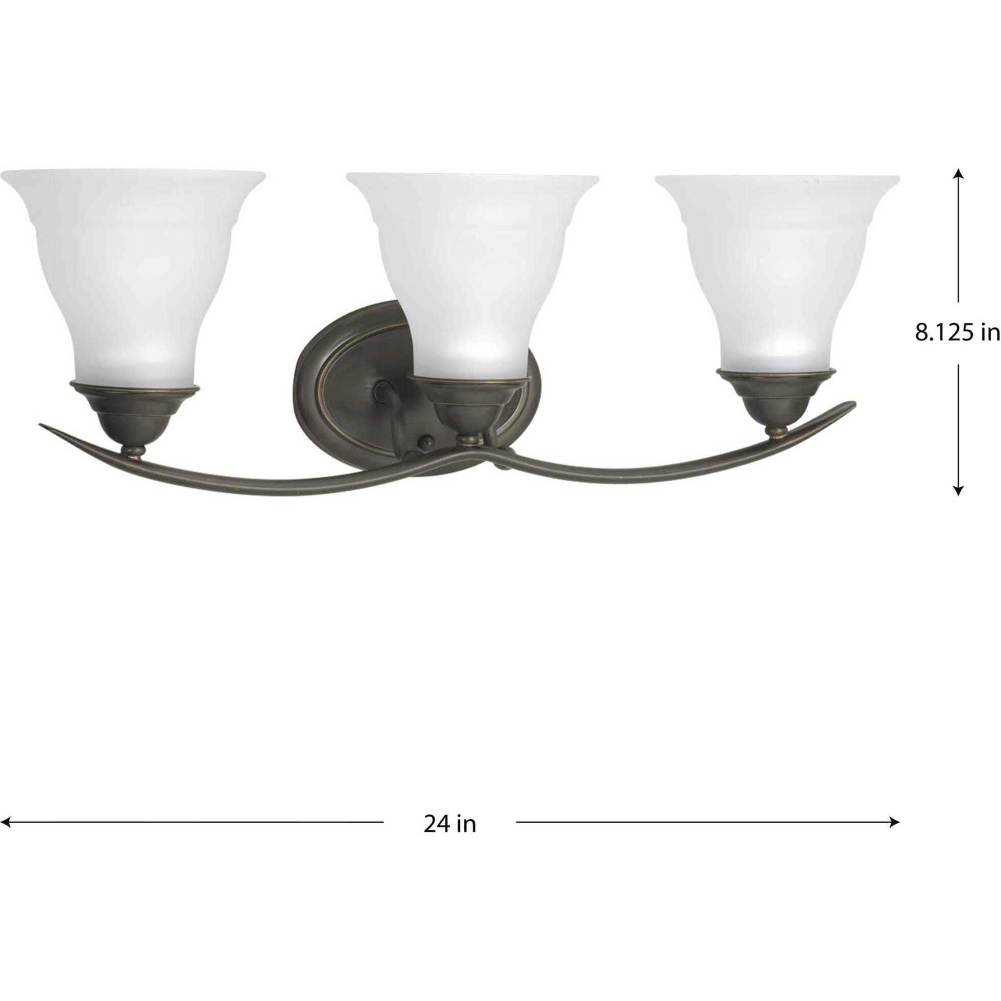 Trinity 3 Light 24 inch Antique Bronze Bath Vanity Wall Light