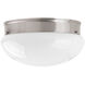 Fitter LED 12 inch Brushed Nickel Flush Mount Ceiling Light in White Glass, Opal Glass
