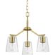 Vertex 3 Light 18 inch Brushed Gold Convertible Chandelier Ceiling Light