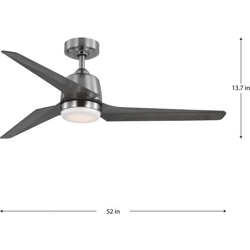 Upshur 52 inch Brushed Nickel with Grey Weathered Wood Blades Ceiling Fan