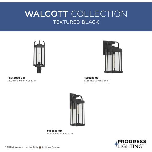 Walcott 1 Light 14 inch Textured Black Wall Lantern