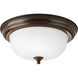 Dome Glass CTC 2 Light 13.25 inch Antique Bronze Flush Mount Ceiling Light in Etched