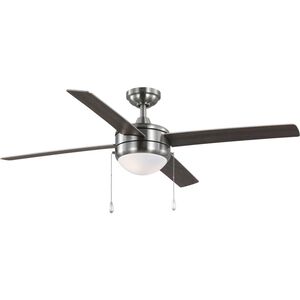 McLennan II 52 inch Brushed Nickel with Brushed Nickel and Walnut Blades Ceiling Fan