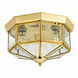 Beveled Glass 3 Light 9.75 inch Polished Brass Flush Mount Ceiling Light