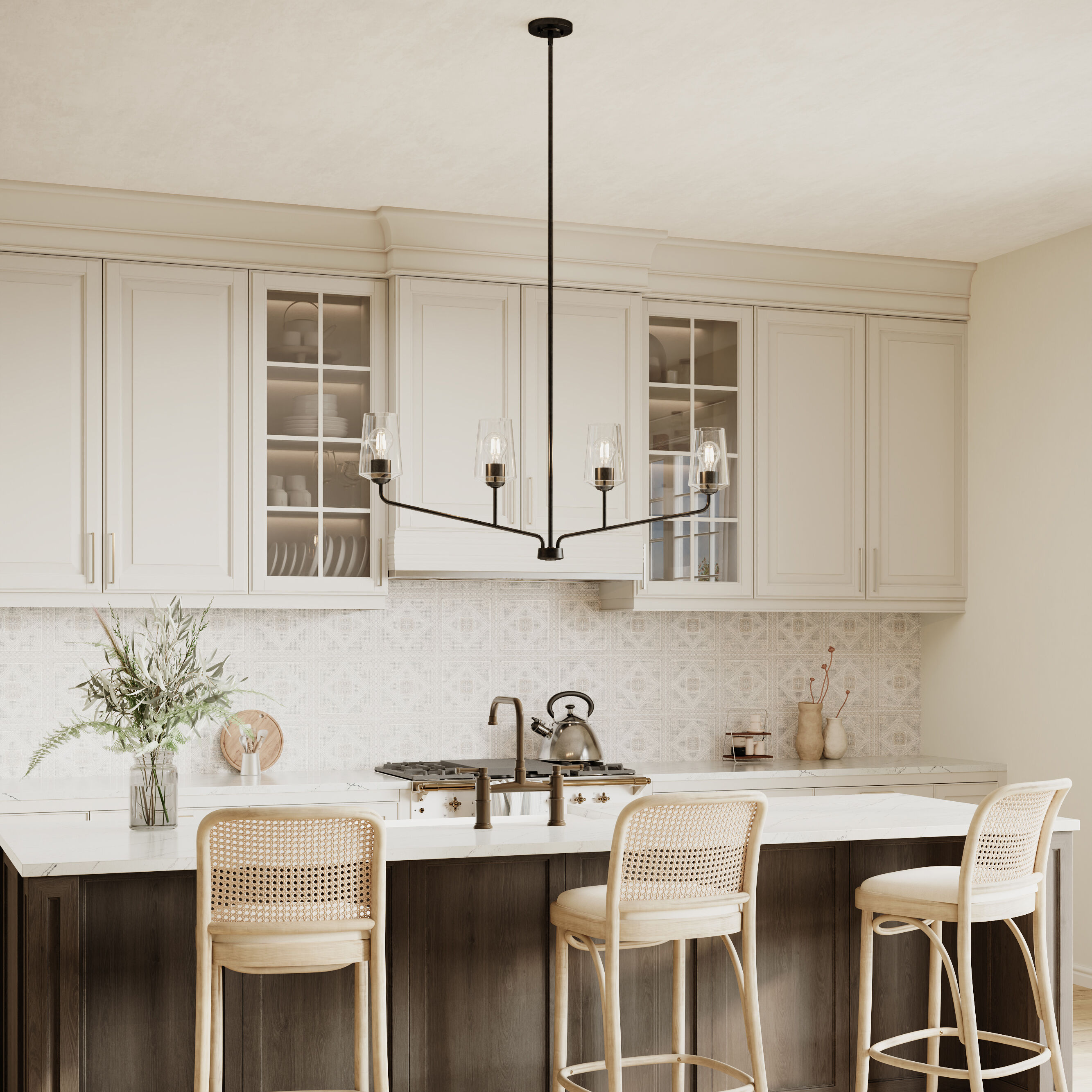 Celino Linear Chandelier Ceiling Light in Black