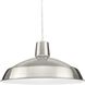 Metal Shade 1 Light 16 inch Brushed Nickel Pendant Ceiling Light in Standard Lamping