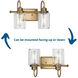 Aiken 2 Light 15 inch Vintage Brass Bath Vanity Wall Light