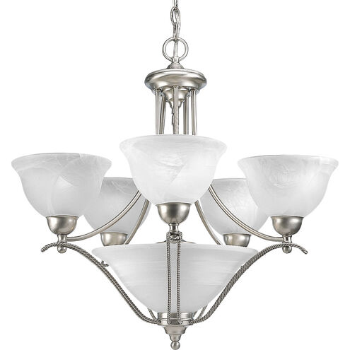 Avalon 5 Light 26 inch Brushed Nickel Chandelier Ceiling Light in Swirled Alabaster