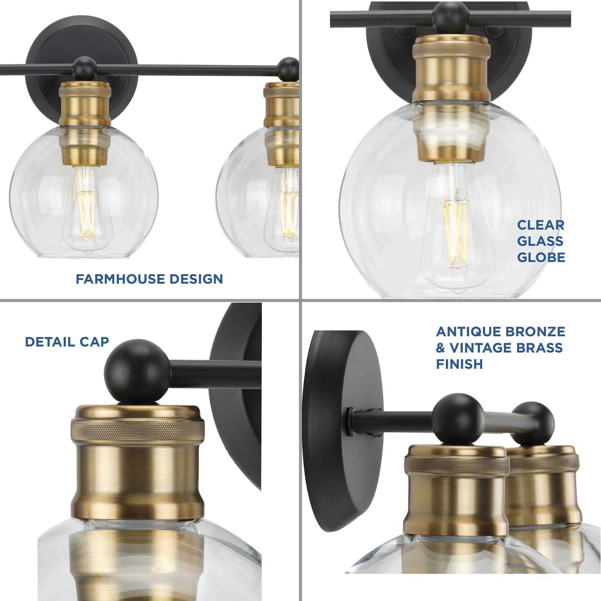 Hansford 3 Light 25 inch Antique Bronze Bath Vanity Wall Light in Antique Bronze and Vintage Brass