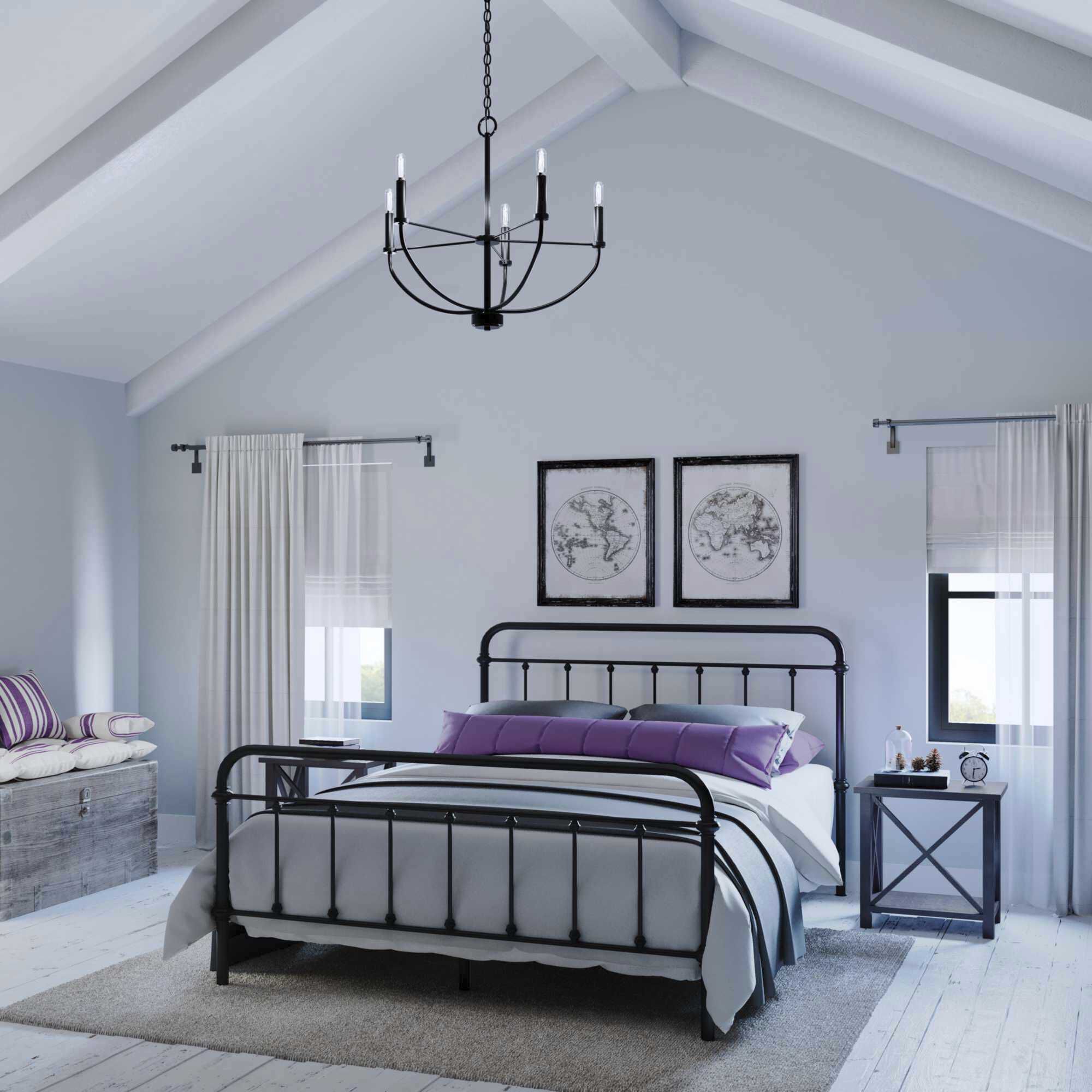 Leyden 5 Light 22 inch Matte Black Chandelier Ceiling Light