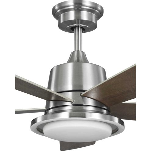 Tarsus 52 inch Brushed Nickel with Silver/Chestnut Blades Ceiling Fan, Progress LED