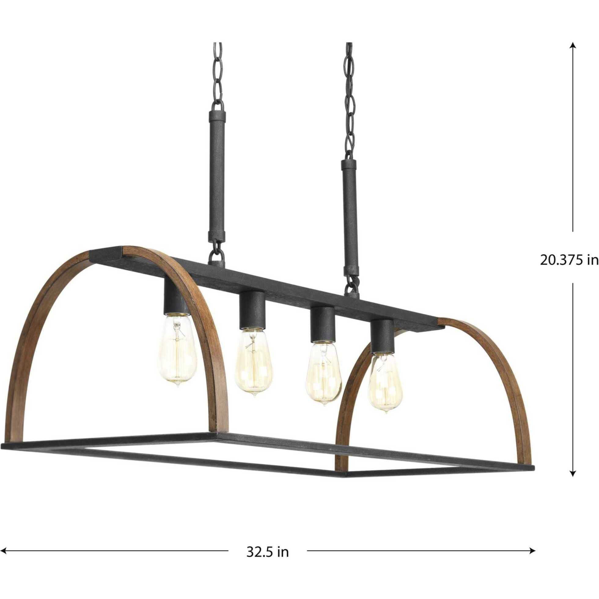 Trestle 4 Light 33 inch Gilded Iron Island Pendant Ceiling Light