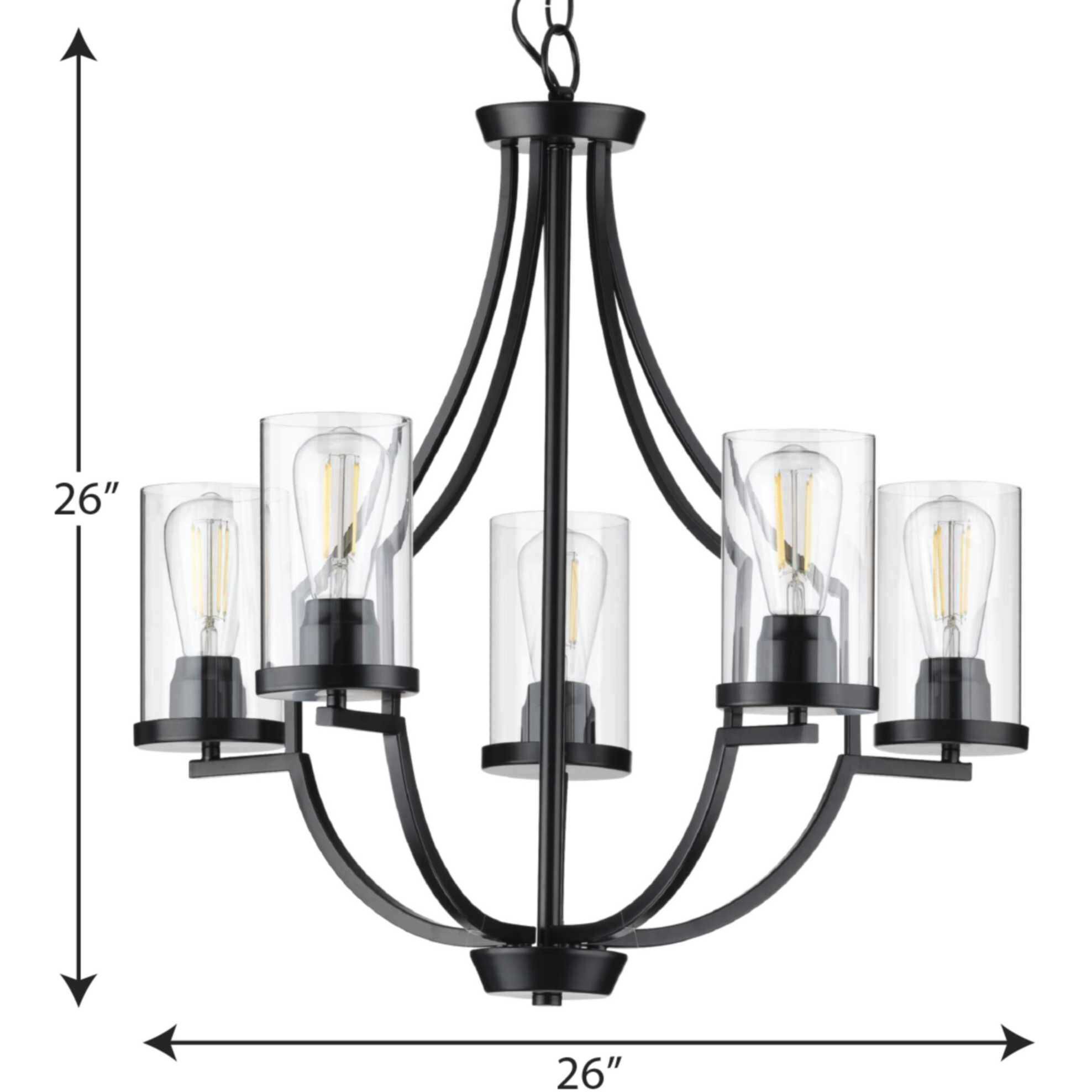 Progress P400197-031 Lassiter 5 Light 26 inch Matte Black Progress P400197-031 Lassiter 5 Light 26 inch Matte Black