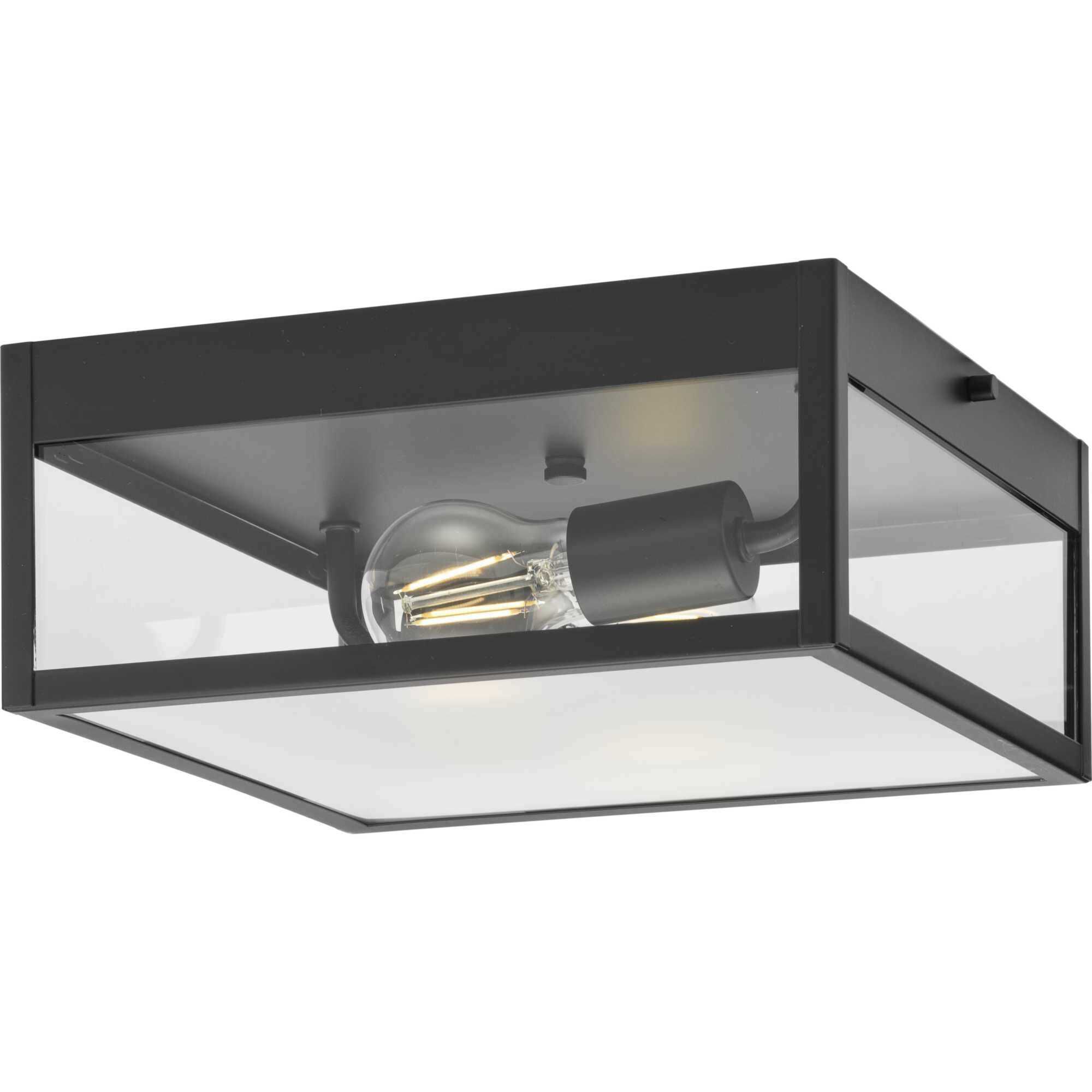 Parrish 2 Light 11 inch Matte Black Outdoor Flush Mount