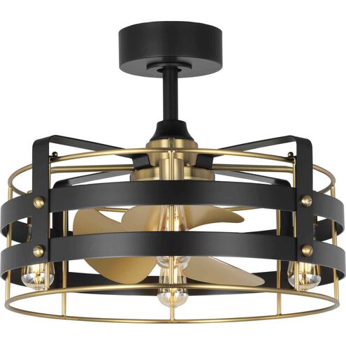 Sewell 24 inch Matte Black with Brushed Brass Blades Ceiling Fan