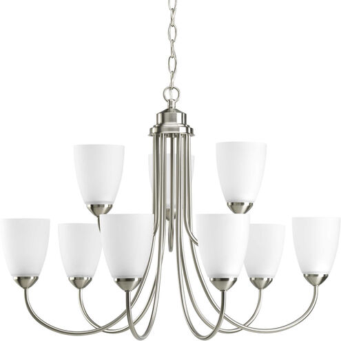 Gather 9 Light 28 inch Brushed Nickel Chandelier Ceiling Light in Bulbs Not Included, Standard