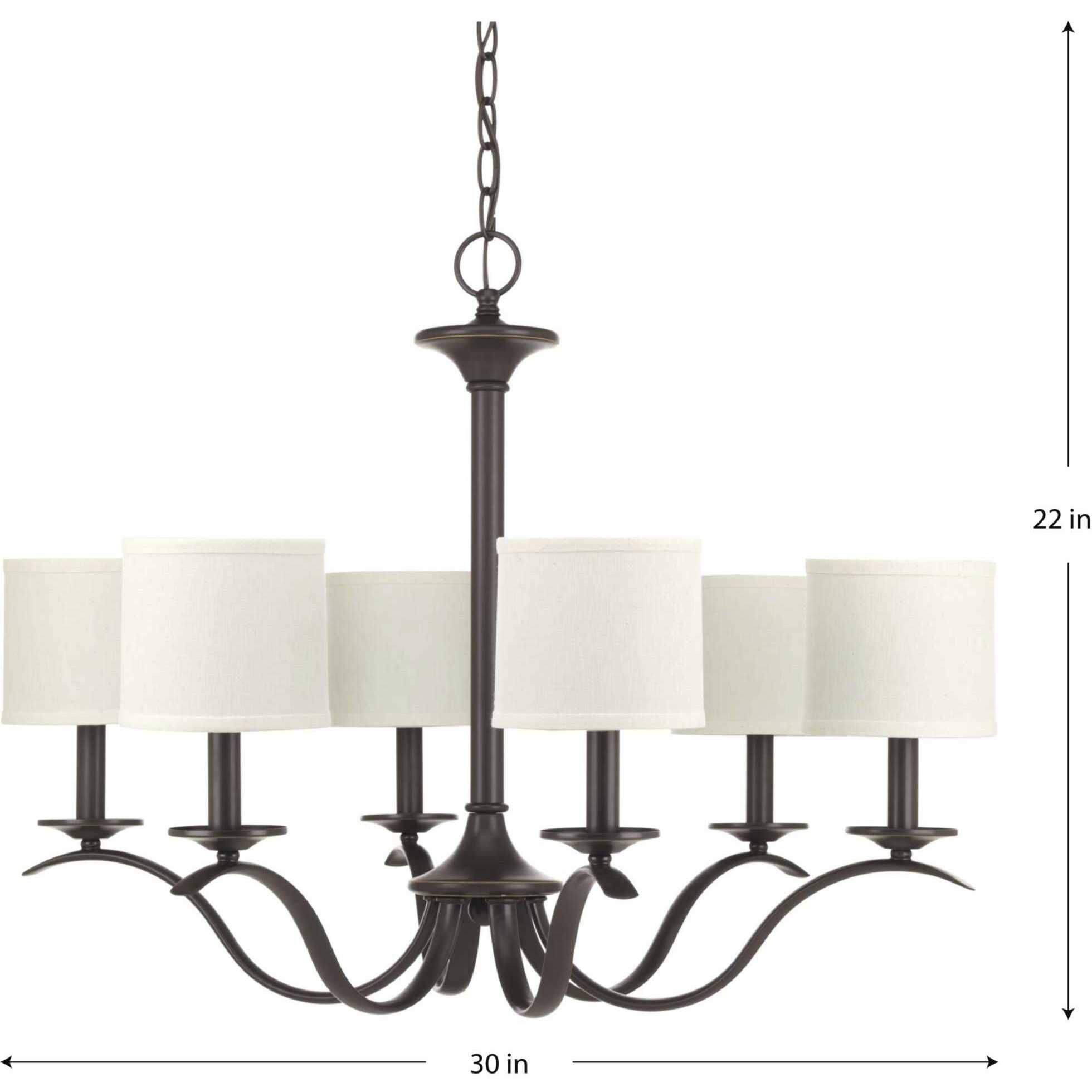 Inspire 6 Light 30 inch Antique Bronze Chandelier Ceiling Light