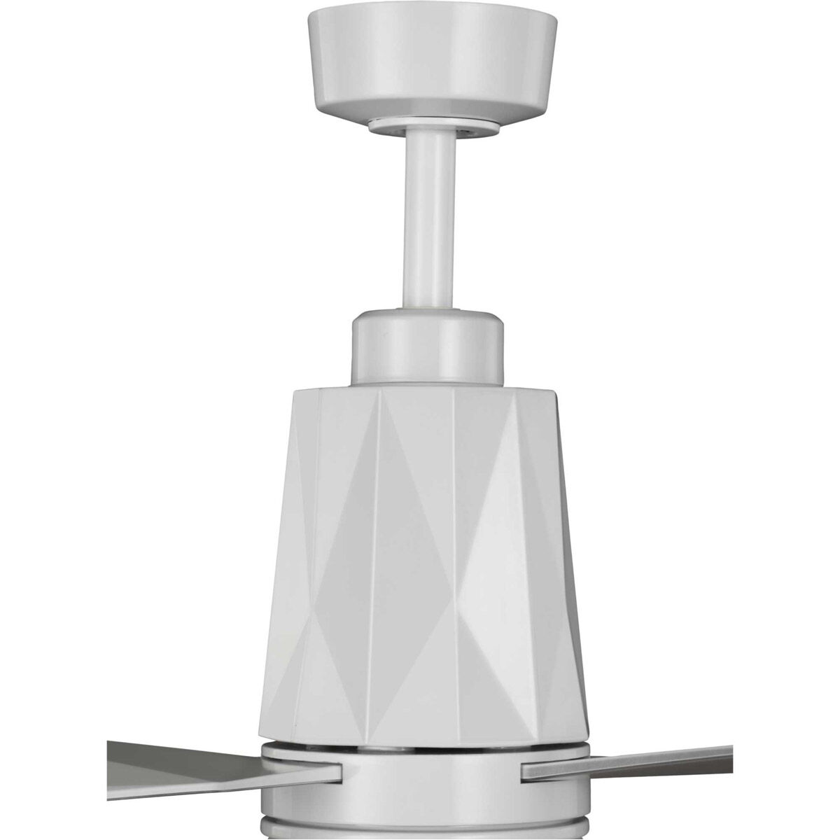 Bixby 60 inch White with Clear/White Metal Flake Blades Ceiling Fan, Progress LED