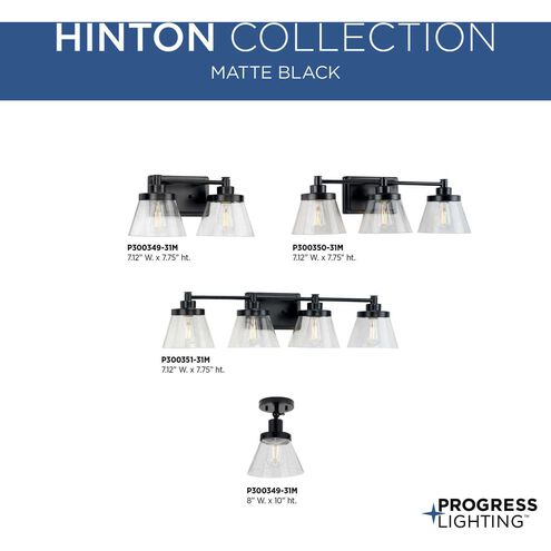 Hinton 3 Light 25 inch Matte Black Bath Vanity Wall Light