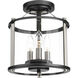 Squire 3 Light 10 inch Matte Black Outdoor Semi-Flush Convertible in Black and Stainless Steel