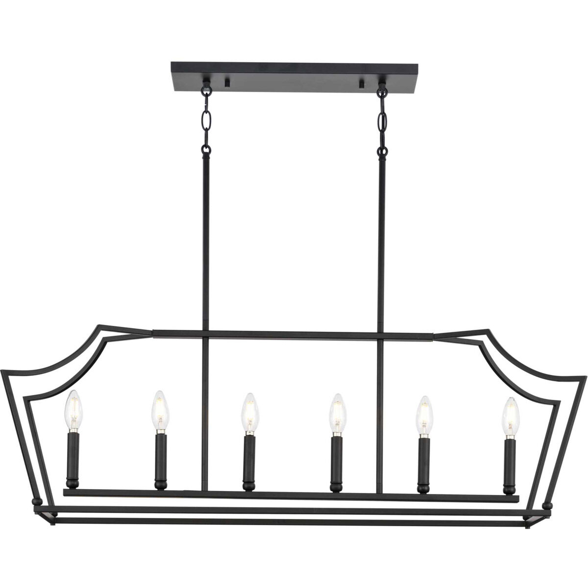 Parkhurst 6 Light 42 inch Matte Black Linear Chandelier Ceiling Light