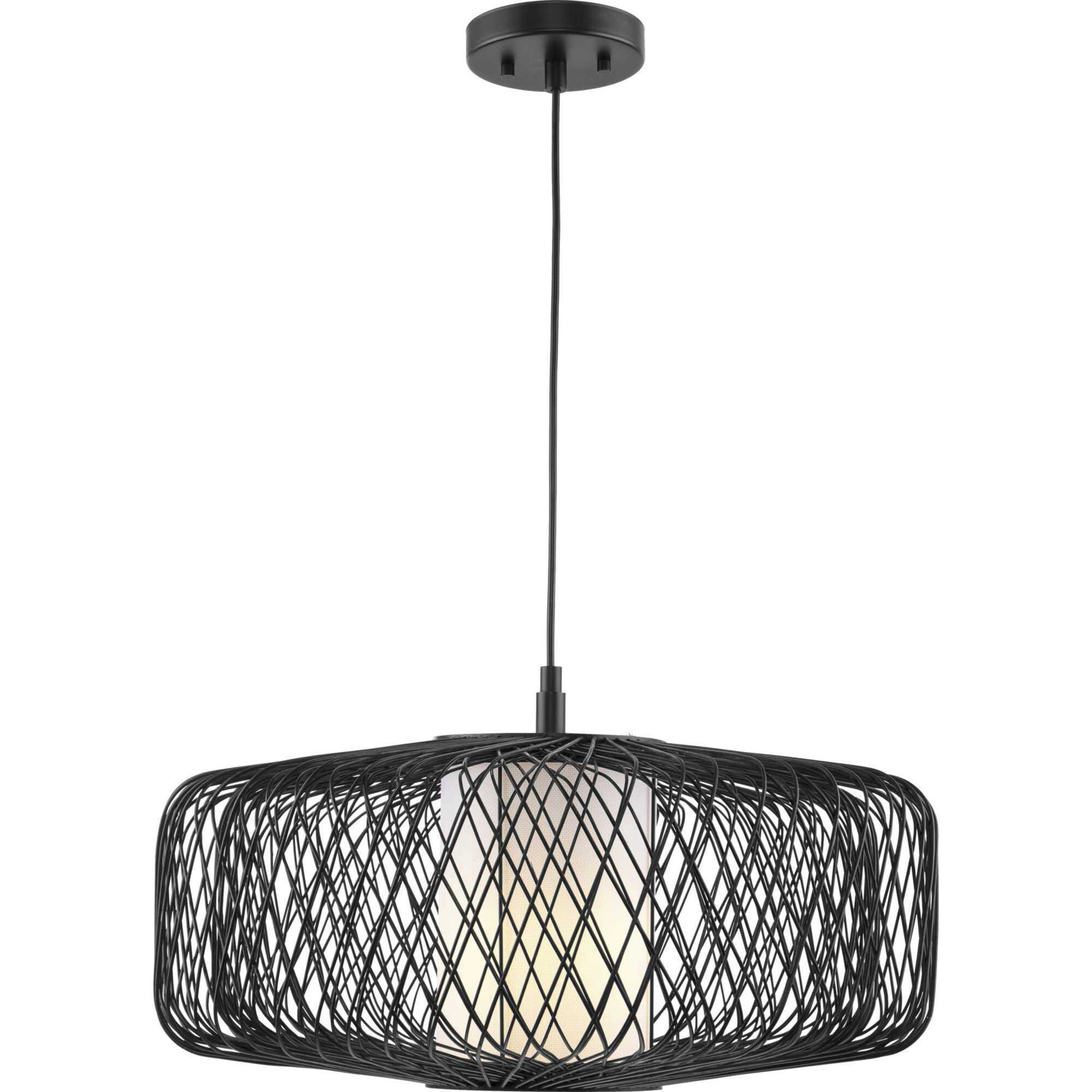 Cordova 1 Light 22 inch Black Rattan Pendant Ceiling Light, Design Series