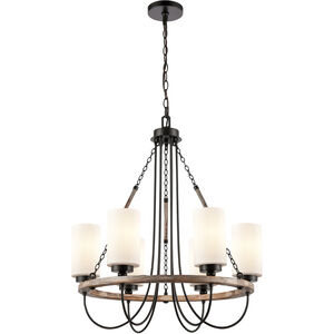 Paladin 6 Light 25 inch Matte Black Chandelier Ceiling Light in White Glass