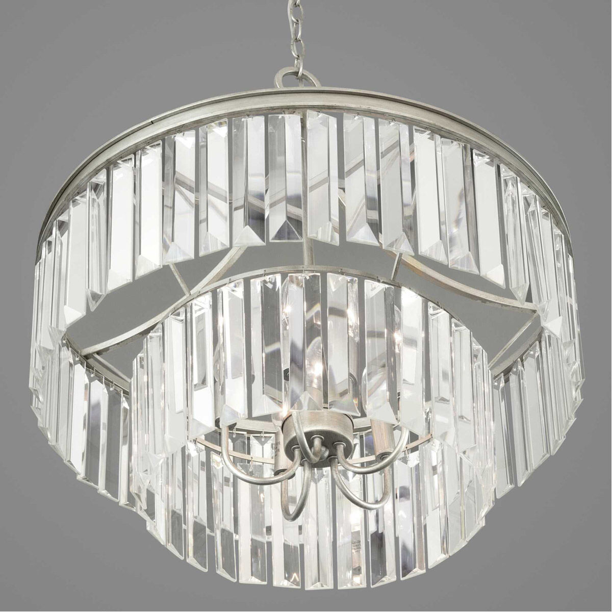 Glimmer 5 Light Silver Ridge Pendant Ceiling Light, Design Series
