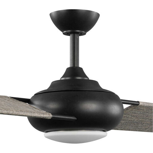 Edisto 54 inch Forged Black with Charcoal Blades Indoor/Outdoor Ceiling Fan, Progress LED